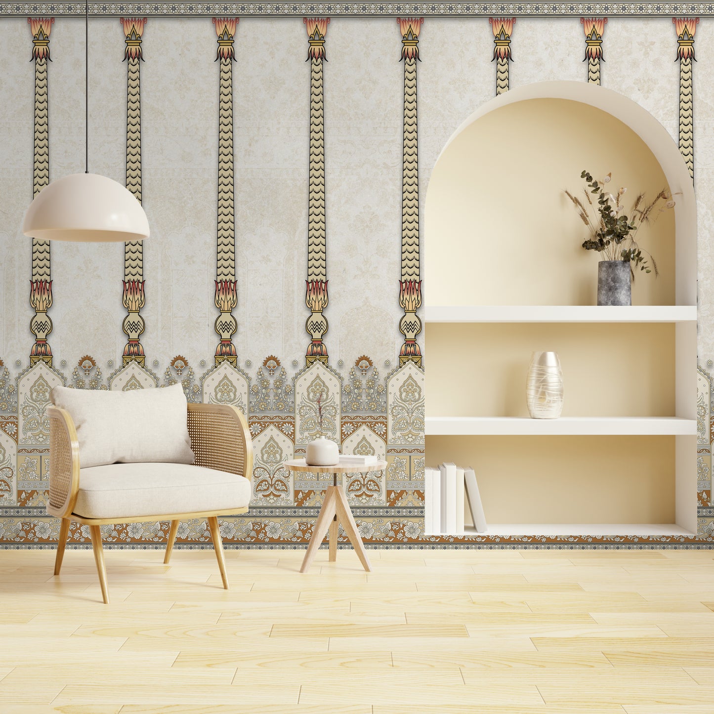 Indian Column Wallpaper - Luxury Pillar Art, A Timeless Artistic Wallposter for Indian Home Decor
