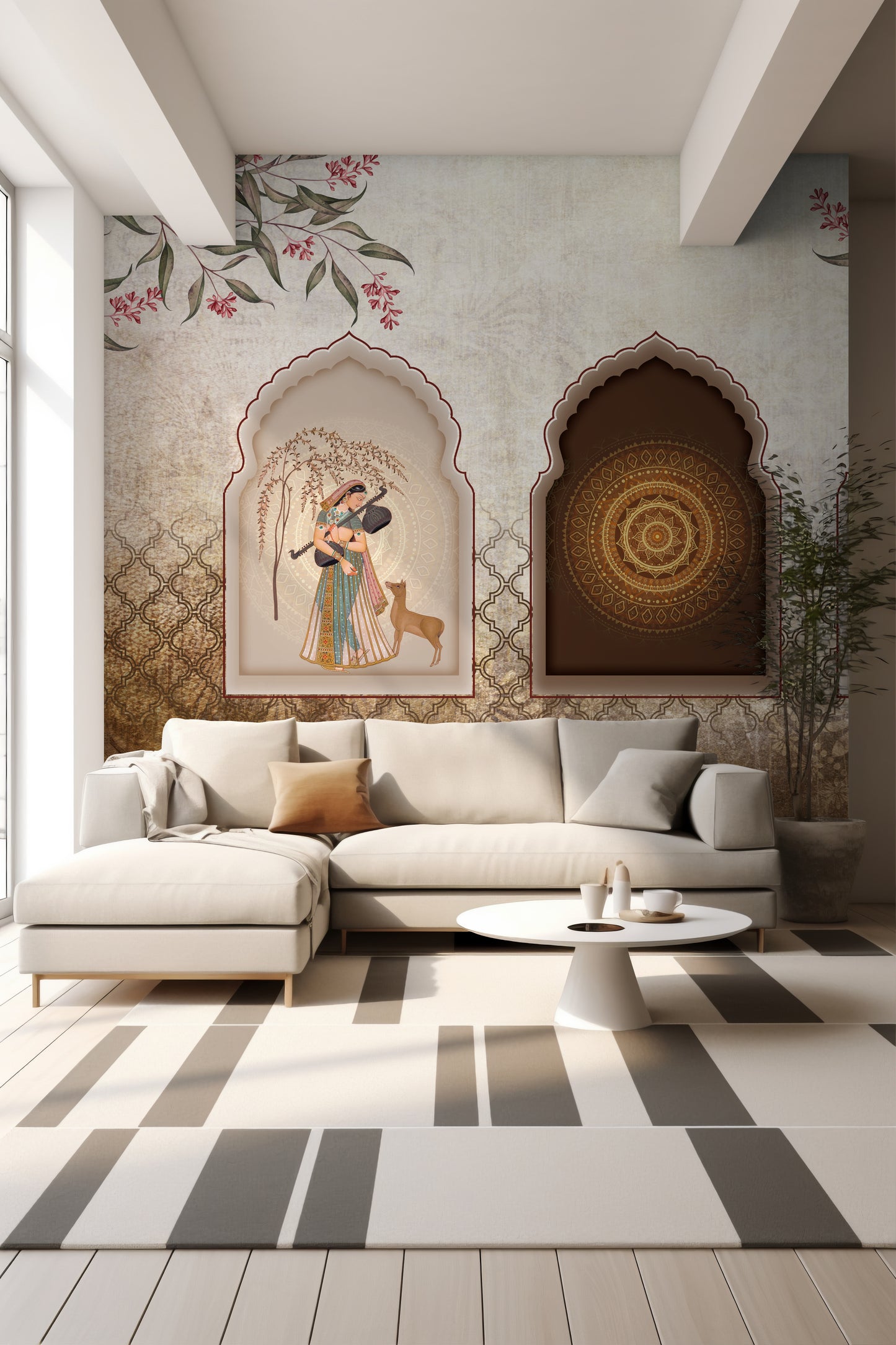 Rich Indian vintage Rajasthani Wallpaper | Peel and Stick | Removable