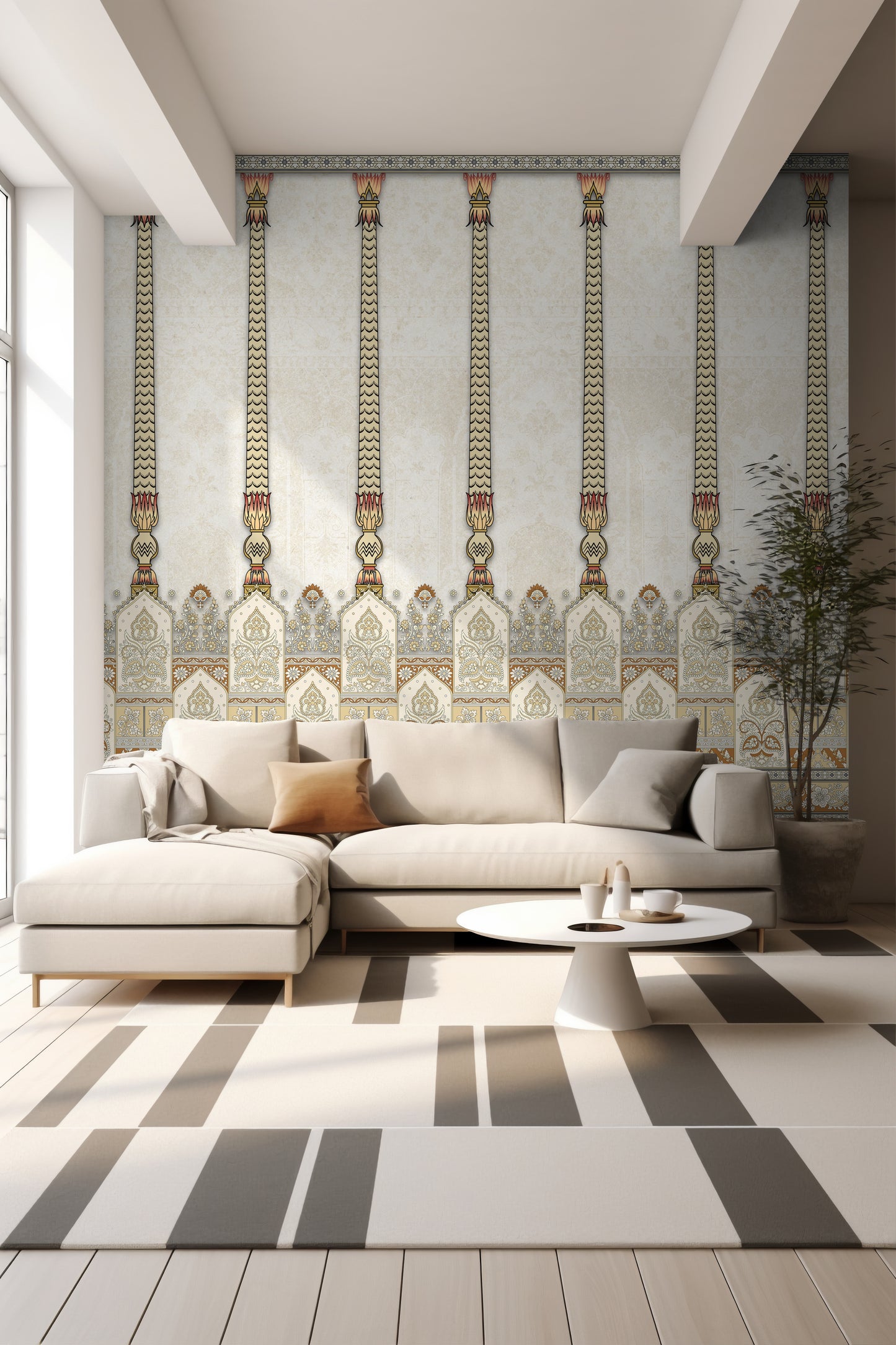 Indian Column Wallpaper - Luxury Pillar Art, A Timeless Artistic Wallposter for Indian Home Decor