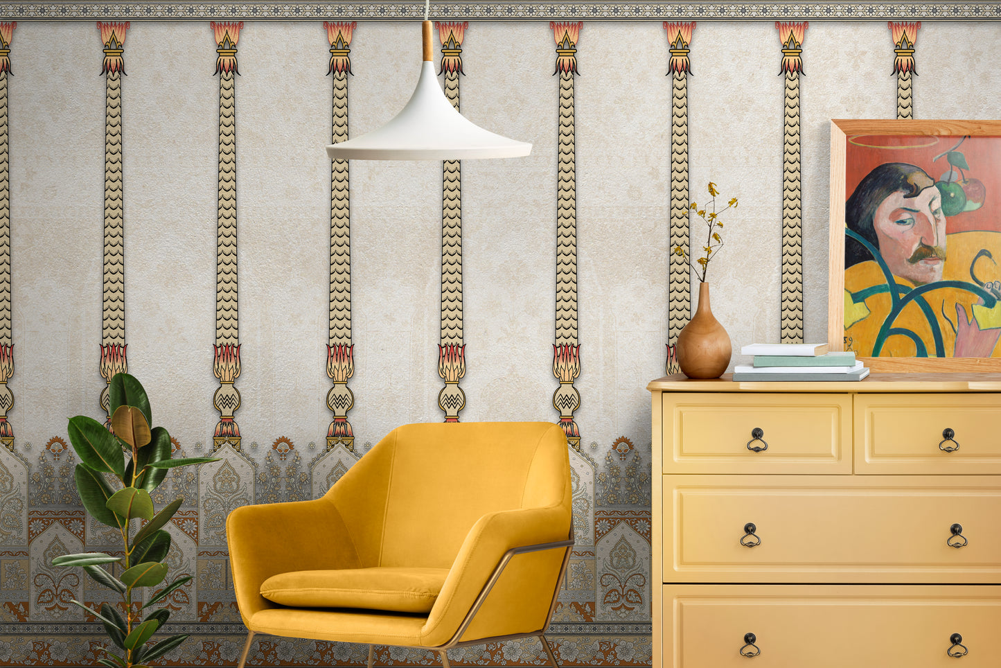 Indian Column Wallpaper - Luxury Pillar Art, A Timeless Artistic Wallposter for Indian Home Decor
