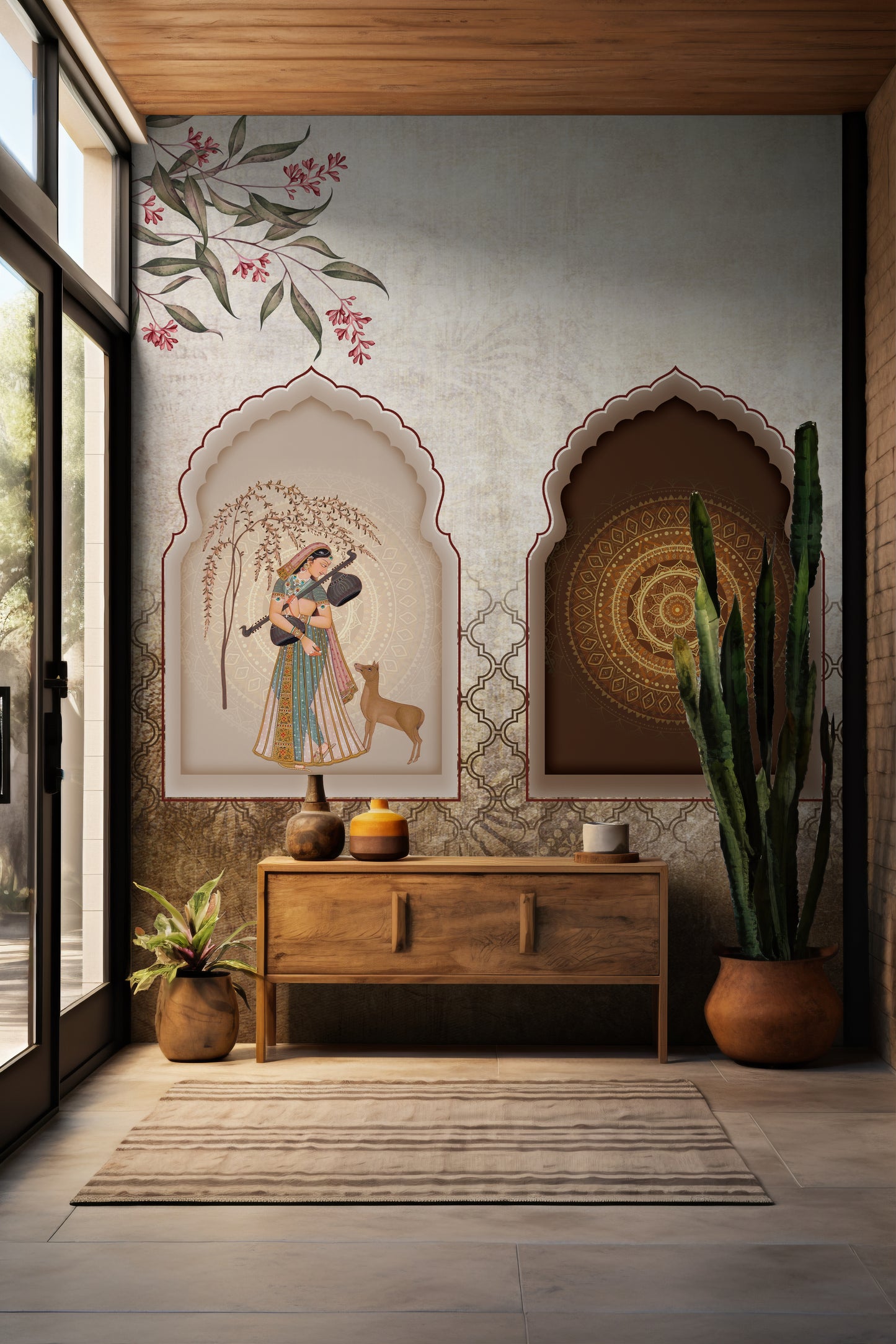 Rich Indian vintage Rajasthani Wallpaper | Peel and Stick | Removable
