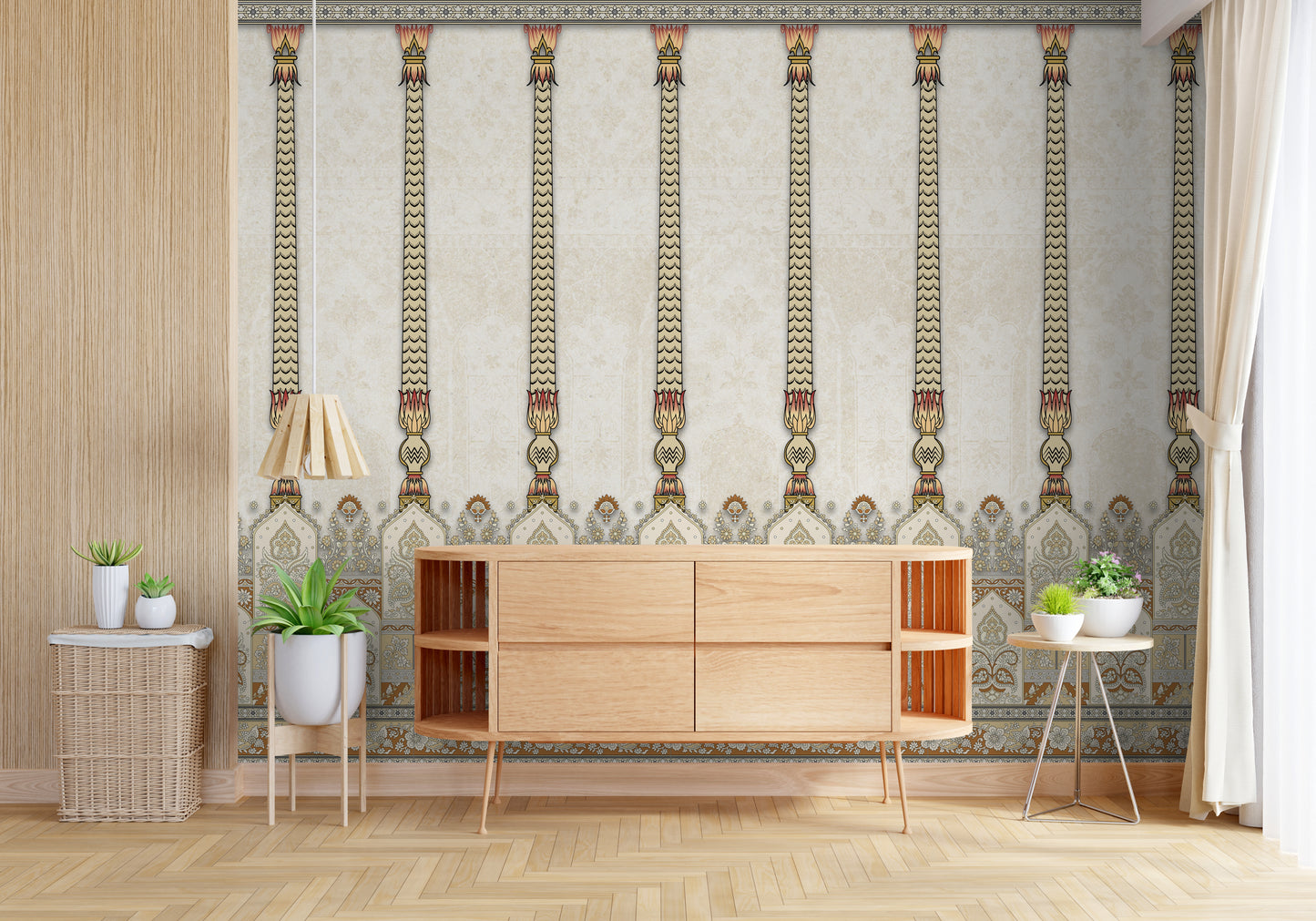Indian Column Wallpaper - Luxury Pillar Art, A Timeless Artistic Wallposter for Indian Home Decor