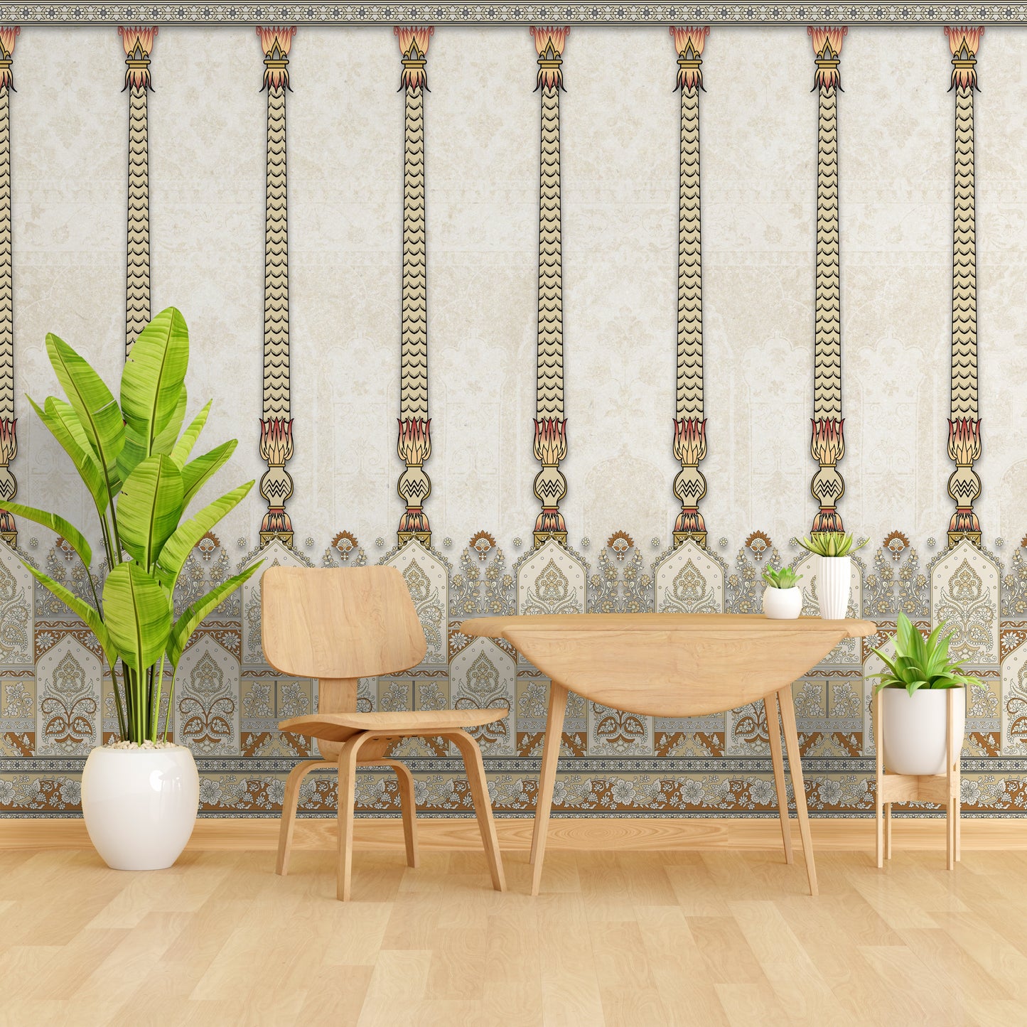 Indian Column Wallpaper - Luxury Pillar Art, A Timeless Artistic Wallposter for Indian Home Decor